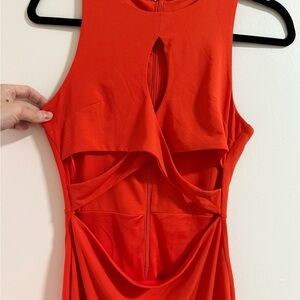 NWT Dance & Marvel Bodycon Orange Cutout Midi Dress